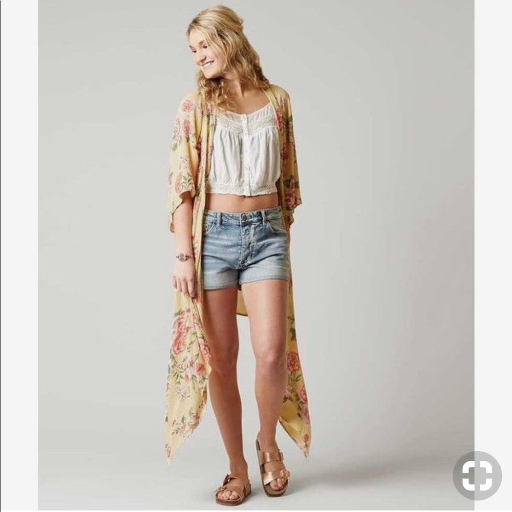 Billabong Floral Kimono Jacket - Yellow and Pink